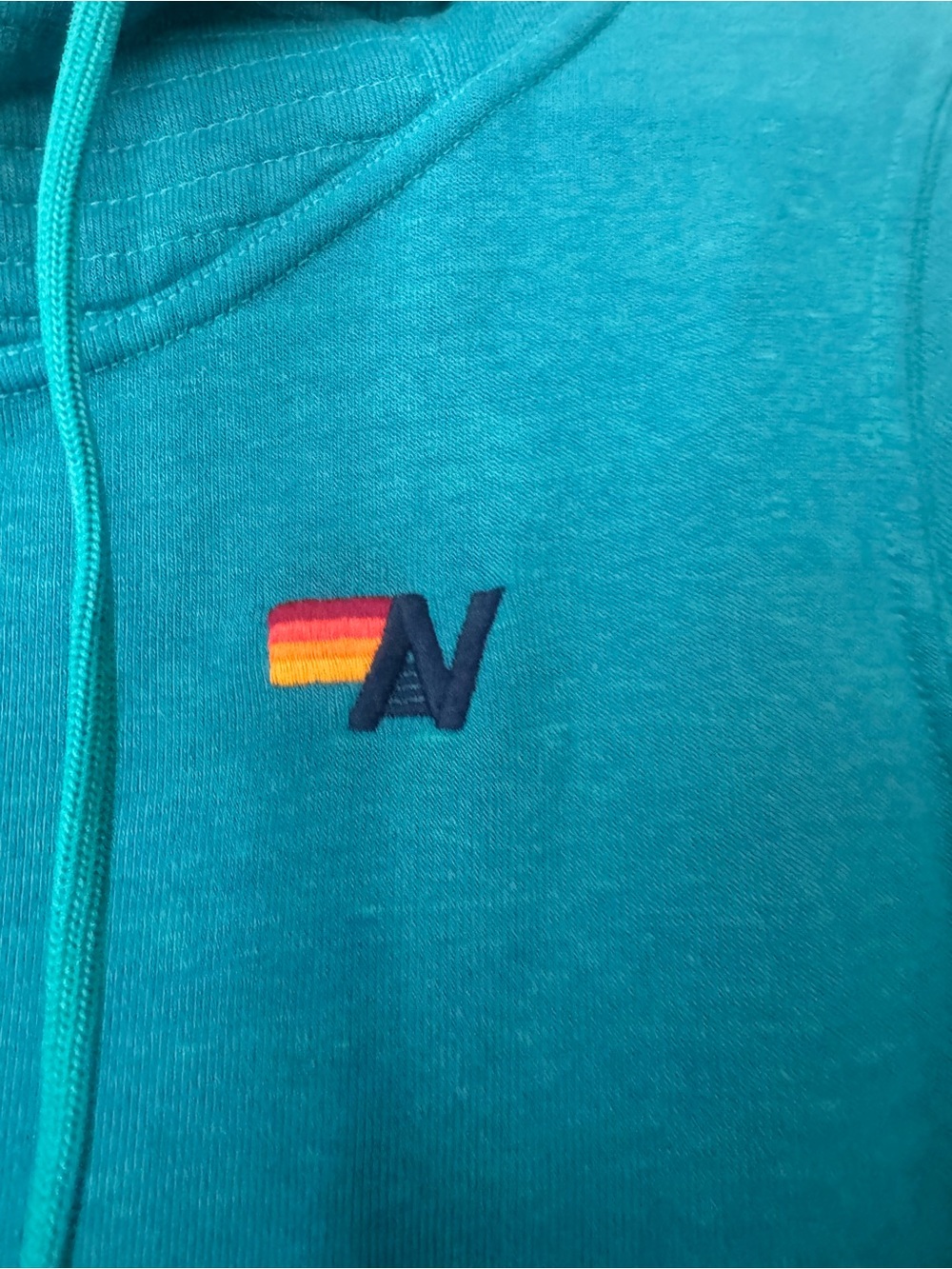 Aviator Nation Teal Funnel Neck Pullover with Zip Pockets - Picture 2 of 4